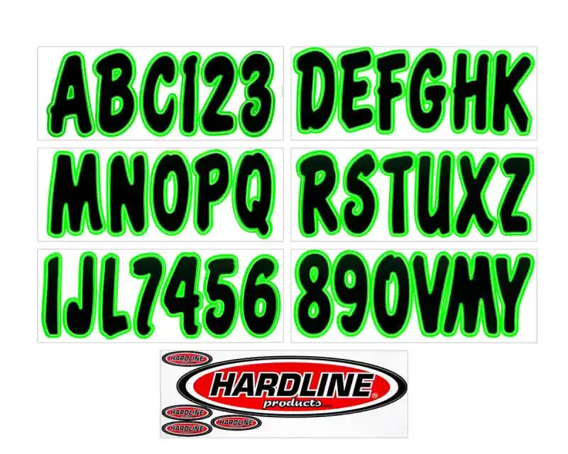 Hardline Boat Lettering Registration Kit 3 in. - 200 Black/Kiwi Green Flash Sale