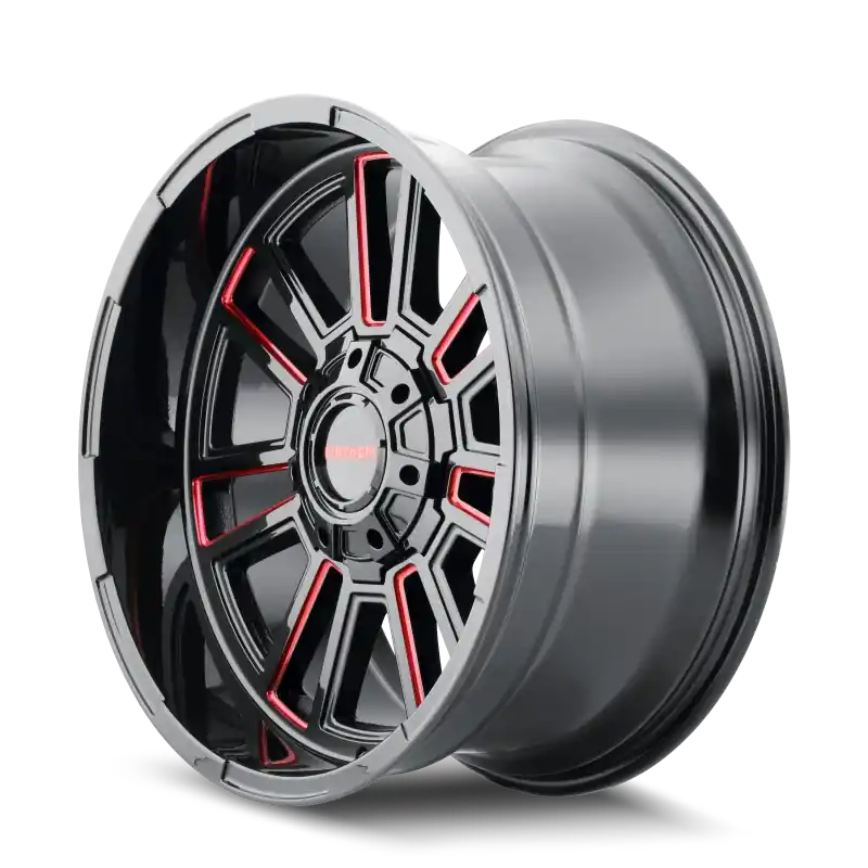 Mayhem 8115 Apollo 20x9 / 8x165.1 BP / 18mm Offset / 125.2mm Hub Black w/ Prism Red Wheel Secure Checkout