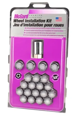 McGard 5 Lug Hex Install Kit (Clamshell) w/Locks (Cone Seat Nut) M12X1.5 / 13/16 Hex - Chrome Fan Favorite