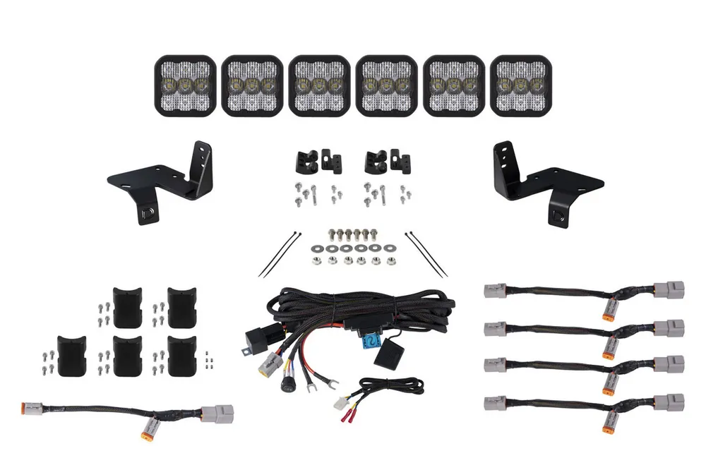 Last Chance Diode Dynamics SS5 6-Pod CrossLink Grille Lightbar Kit 20-22 Ford Super Duty, Pro White Combo - DD7573