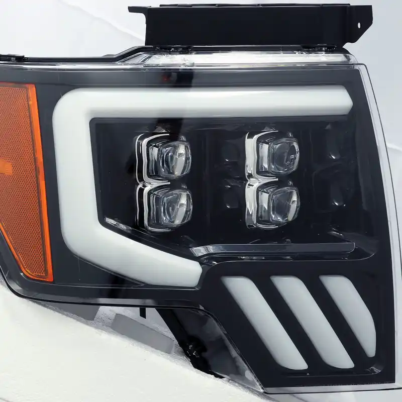AlphaRex 09-14 Ford F150 Nova-Series LED Projector Headlights Plank Style Design Gloss Black w/ Activation light and Sequential Signal - 880190 Low Price