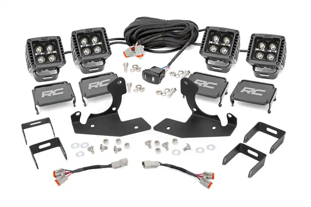 Markdown Rough Country LED Fog Light Kit, Black Series, w/ Amber DRL for Chevy Silverado 1500 07-13 - 70762DRLA