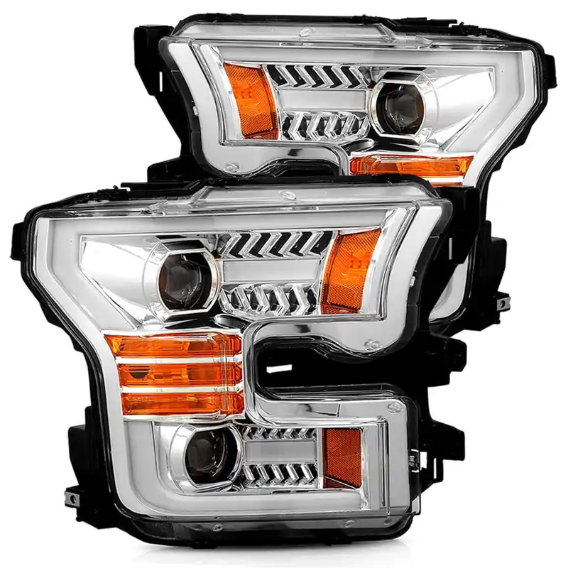 AlphaRex 15-17 Ford F-150 17-20 Ford F-150 Raptor PRO-Series Projector Headlights Plank Style Design Chrome w/ Activation Sequential Signal - 880157 Trusted Brand