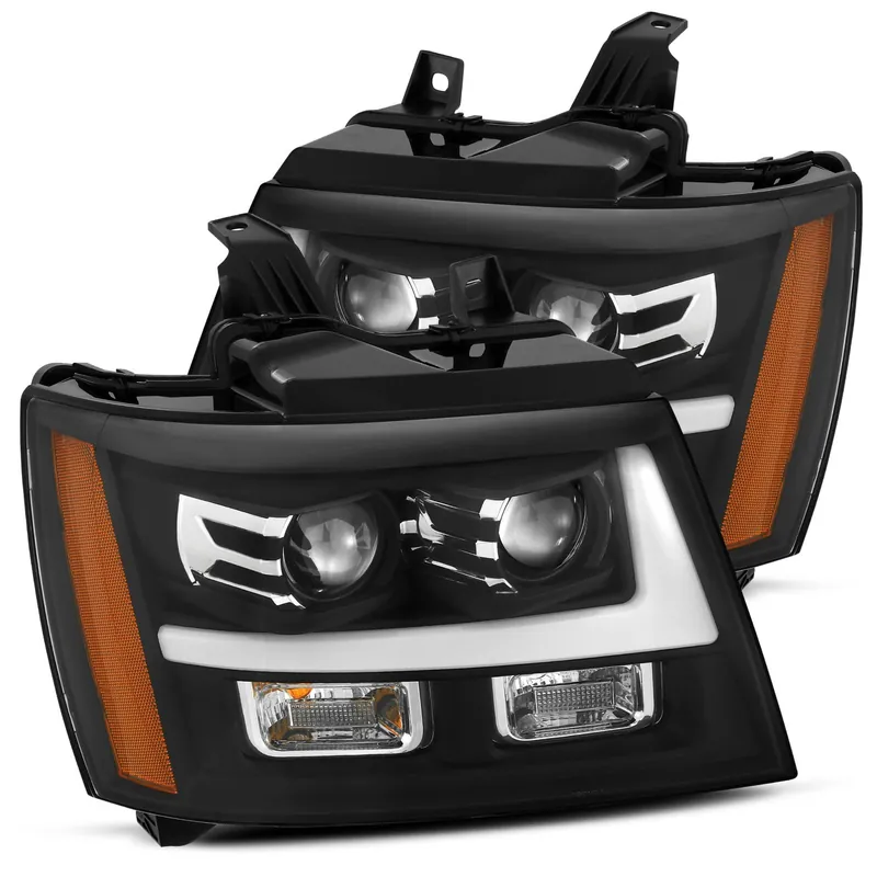 Must Have AlphaRex 07-14 Chevrolet Tahoe/Suburban/07-13 Avalanche PRO-Series Projector Headlights Plank Style Design Matte Black w/ Activation Light - 880285