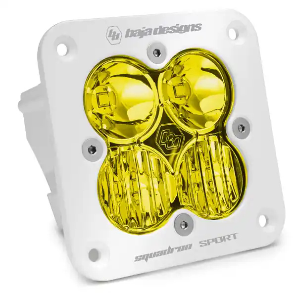 Authentic Baja Designs Squadron Sport Flush Mount LED Light Pod, Driving/Combo (Amber), White Housing - 551013WT