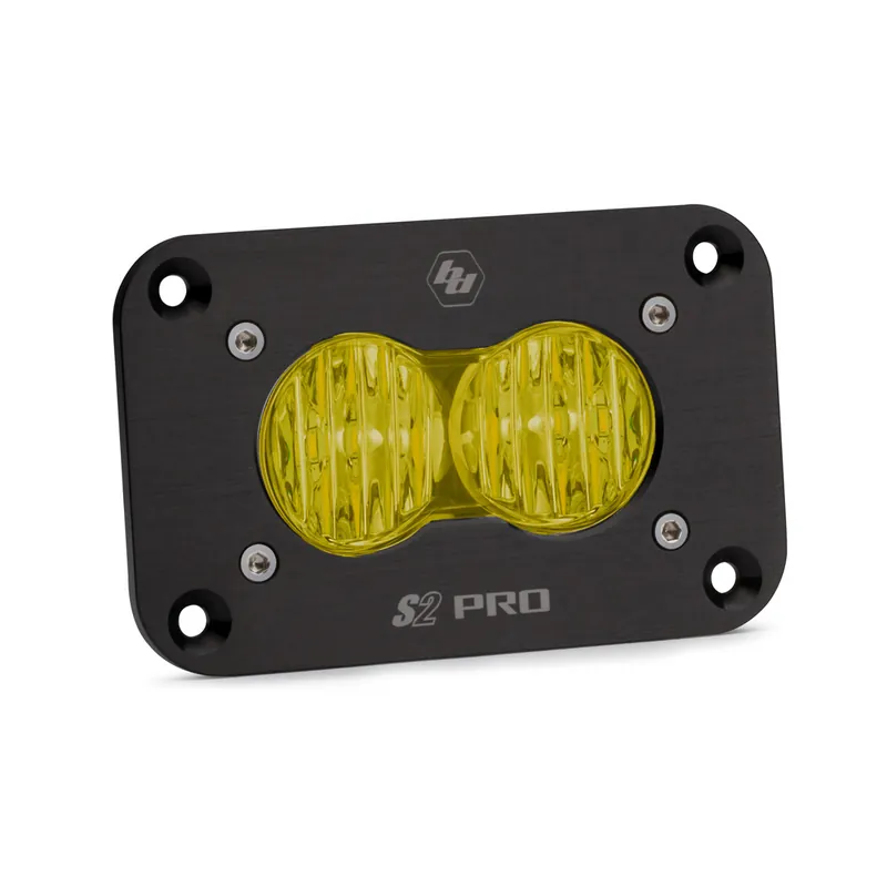 Top Pick Baja Designs S2 Pro Flush Mount LED Light Pod, Wide Cornering (Amber) - 481015