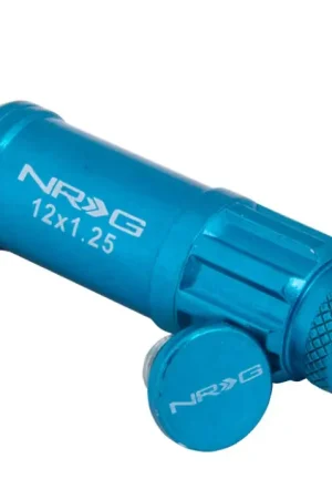 Limited Offer NRG 700 Series M12 X 1.25 Steel Lug Nut w/Dust Cap Cover Set 21 Pc w/Locks & Lock Socket - Blue