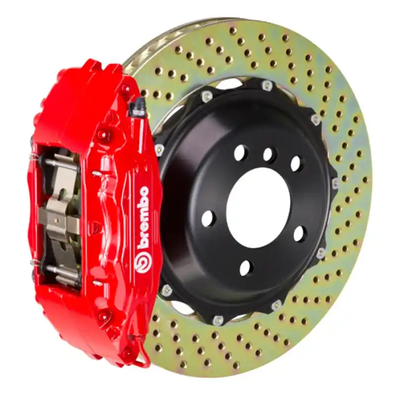 One Day Deal Brembo 90-96 300ZX Front GT BBK 4 Piston Cast 2pc 332x32 2pc Rotor Drilled-Red