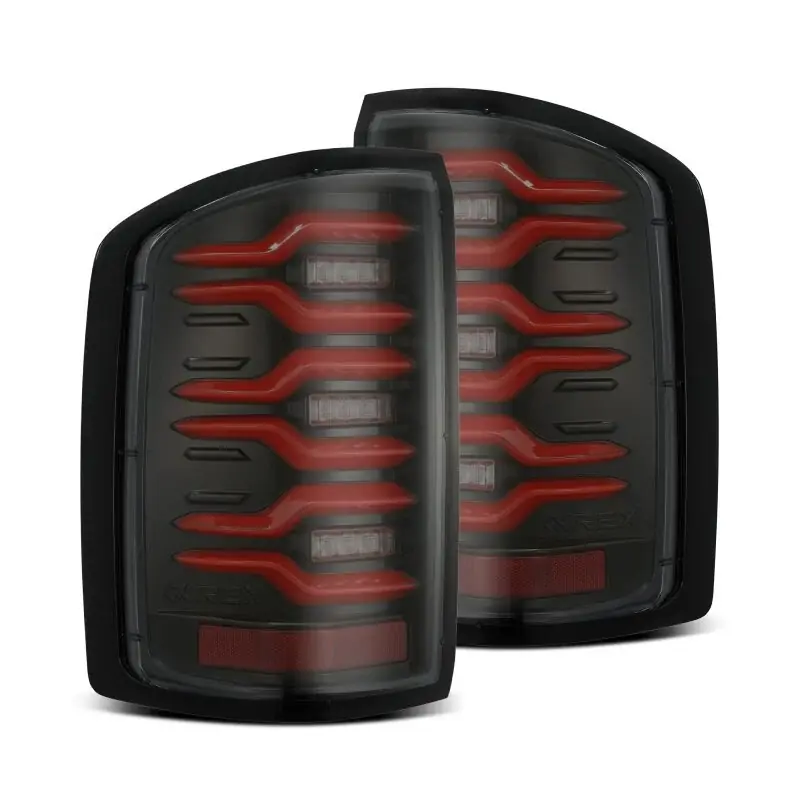 AlphaRex 14-18 GMC Sierra 1500/2500HD/3500HD LUXX-Series LED Tail Lights Blk/Red w/Actv Lgt Seq. Sig Final Sale
