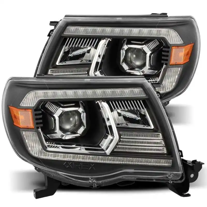 AlphaRex 05-11 Toyota Tacoma LUXX LED Projector Headlights Plank Style Black w/Activ Light and DRL Best Price