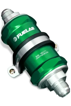 Fuelab 818 In-Line Fuel Filter Standard -10AN In/Out 40 Micron Stainless - Green Buy Online