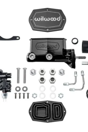 Discount Wilwood MOPAR Compact Tandem M/C Kit w/ P-Valve & Pushrod 1in Bore - Black