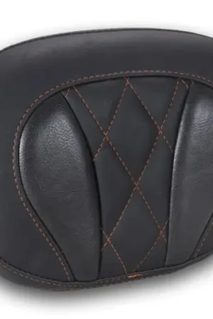 Deal Mustang Deluxe Diamond Touring Sissy Bar Pad Black w/Mandarin Orange Thread
