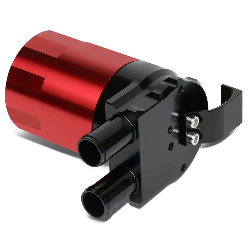 Aluminum Oil Catch Can with Baffle; Black/Red Low Price