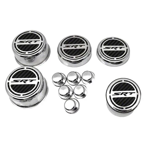 Deluxe Engine Caps with SRT Logo; Black Carbon Fiber Final Sale