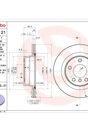 Brembo 12-16 Town & Country/12-20 Dodge Grand Caravan/12-14 Volkswagen Routan Rear UV Coated Rotor Luxury