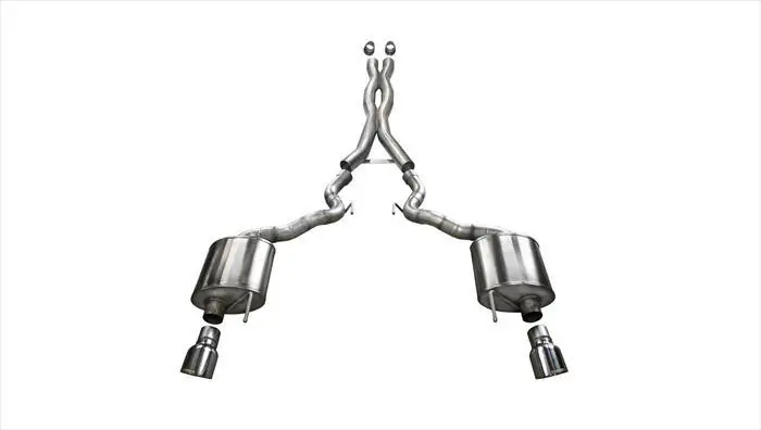 Free Returns Corsa Performance 3.0in. Cat-Back Sport Dual Exhaust 4.5in. Polished Tips 15-17 Ford Mustang GT Convertible 5.0L V8 - 14341