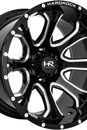 Free Shipping Hardrock Milled Gloss Black BloodShot Wheel H505-261481176BM | RealTruck