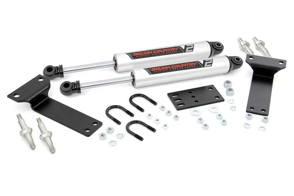Exclusive Offer Rough Country V2 Steering Stabilizer, Dual, 2-8 in. Lift for Ford Excursion 00-05 / Super Duty 99-04 - 8749070