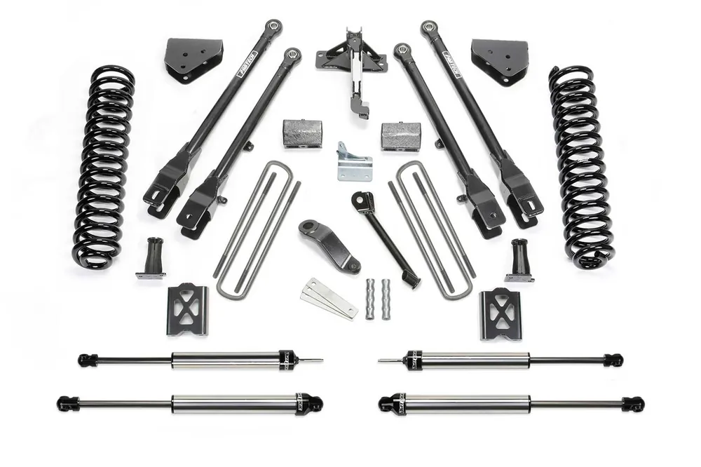 High Quality Fabtech 4 Link Lift System, 6 in. Lift w/ Coils and Dirt Logic Shocks For 05-07 Ford F250 4WD w/ Factory Overload. - K20131DL