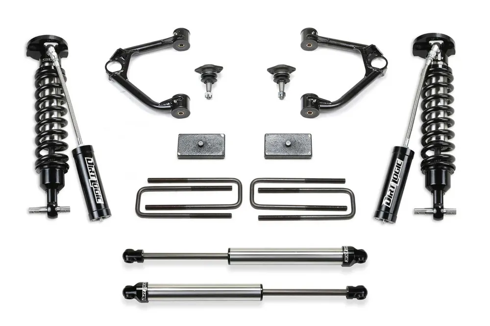 Fabtech Budget Lift System, 1.5 in. Lift w/ Dirt Logic 2.5 Resi and 2.25 For 22-23 GM K1500 P/U 4Cyl w/ Trail Boss/At4 Pkg. - K1196DL Free Delivery