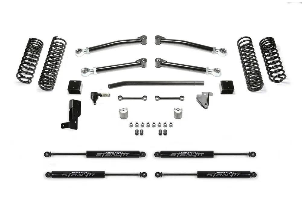 Limited Offer Fabtech Trail, 3 in. Lift w/ Stealth Shocks For 21 Jeep JL 4Xe 4-Door. - K4202M