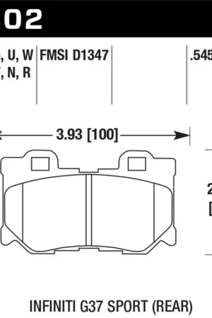 Authentic Hawk 2009-2013 Infiniti FX50 Sport HPS 5.0 Rear Brake Pads — PMD Premier Motoring Development