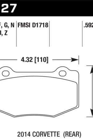 Hawk 2014 Chevrolet Corvette DTC-60 Rear Brake Pads — PMD Premier Motoring Development Genuine