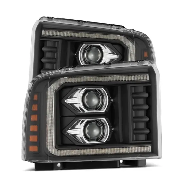 Cheap AlphaRex 05-07 Ford F250/350/450/550 Super Duty LUXX LED Proj HL Blk w/Actv Light & Seq Sig + SB DRL