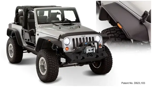 Bushwacker 07-18 Jeep Wrangler Flat Style Flares 4pc Fits 2-Door Sport Utility Only - Black Hot Picks