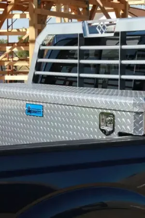 Merritt Diamond Plate Single-Door Xtra Deep Crossbody Tool Box - 16x20x60 - Gloss Aluminum 710112-112 | RealTruck Buy Direct