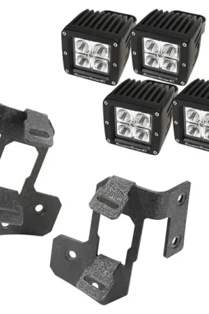 Holiday Sale Rugged Ridge 07-18 Jeep Wrangler JK Textured Black Square A-Pillar LED Light Mount Kit