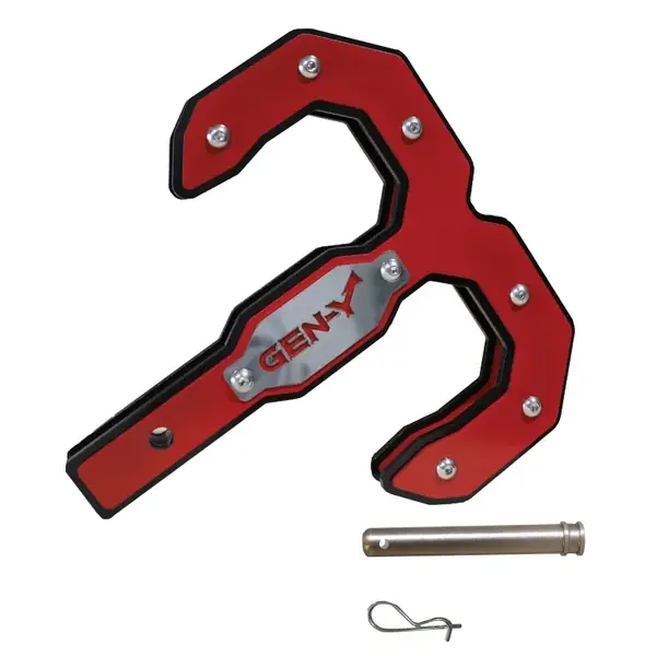 Gen-Y Hulk 2.0 16K Tow Hook 2in Shank w/GH-099 Pin/GH-011 Clip - Black/Red Price Drop