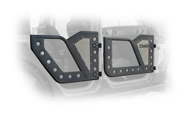 DV8 Offroad Jeep 18+ Wrangler JL / 20+ Gladiator JT Front Rock Doors w/ Perforated Aluminum Mesh Markdown