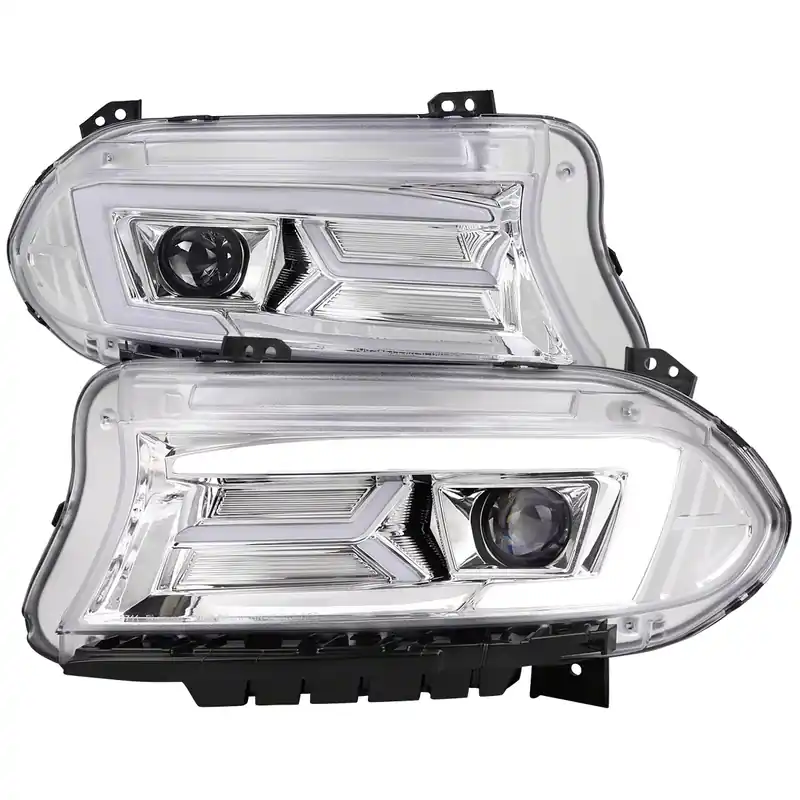 Express Delivery LED Bar Projector Headlights; Chrome Housing; Clear Lens
