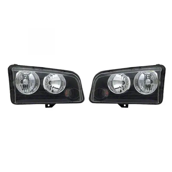 Free Shipping Halogen Headlights; Black Housing; Clear Lens