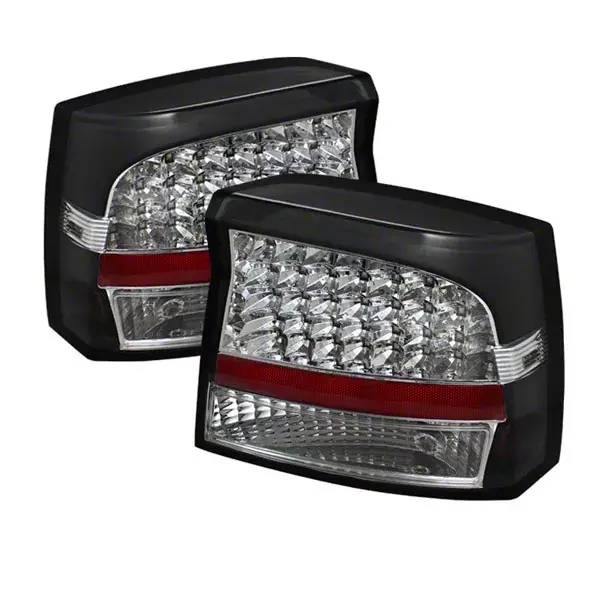 Budget LED Tail Lights; Black Housing; Clear Lens