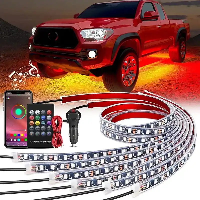 RGB Underglow Neon LED Strip Lights; 6-Piece Exclusive Offer