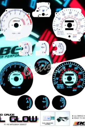 Mitsubishi 3000GT Option Racing Indiglo Gauge Face Overlay Set - 58-35112 Top Rated