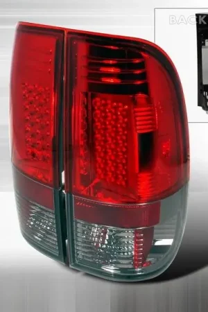 Free Delivery Ford F150 Custom Disco Red & Smoke LED Taillights - LT-F15097RGLED