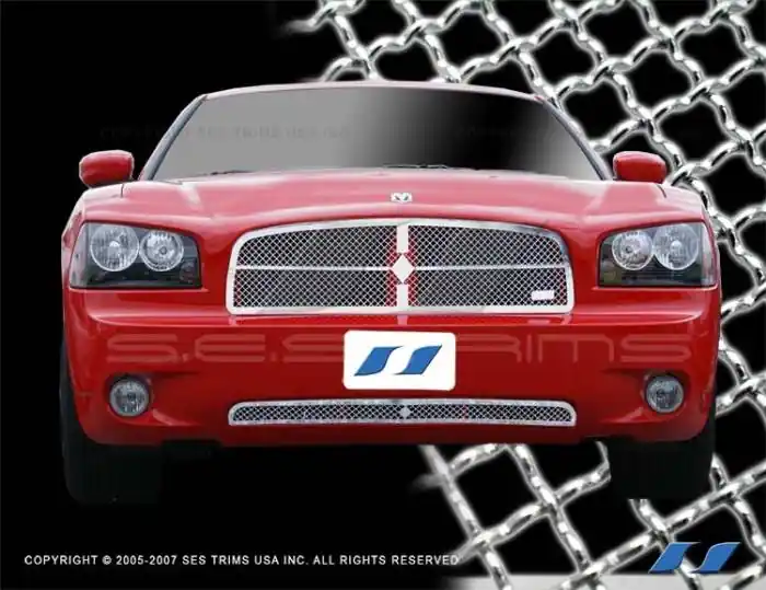 Dodge Charger SES Trim Chrome Plated Stainless Steel Mesh Grille - Diamond Design - Bottom - MG135DB Luxury