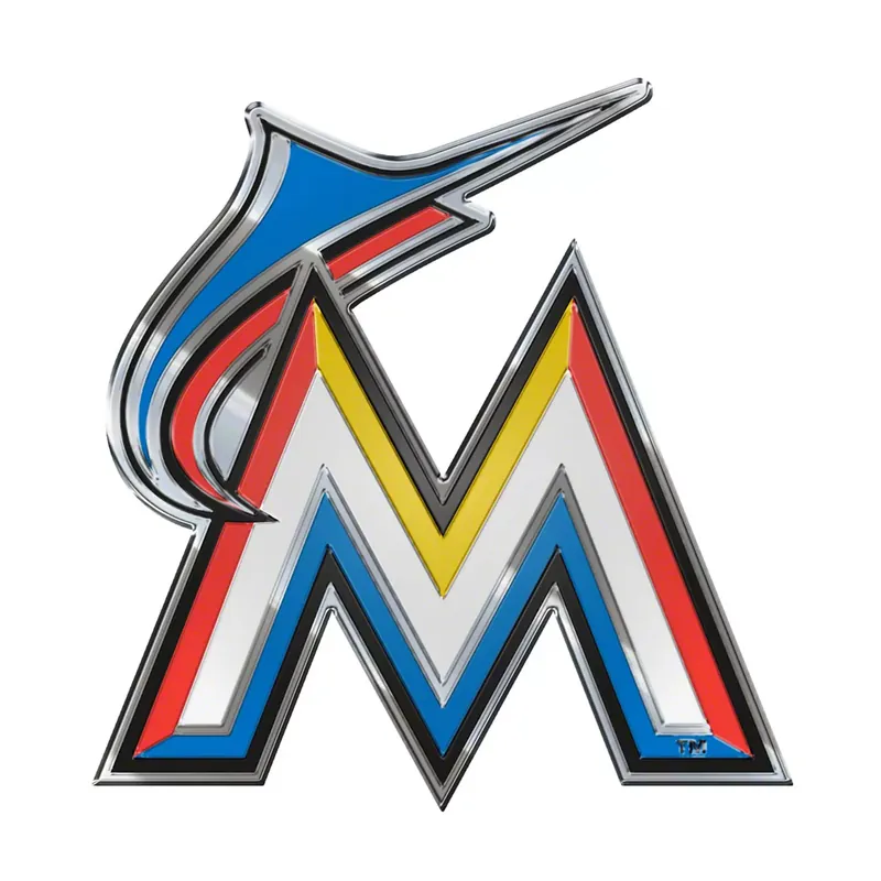 Hot Picks Miami Marlins Embossed Emblem; Blue, Orange and Yellow