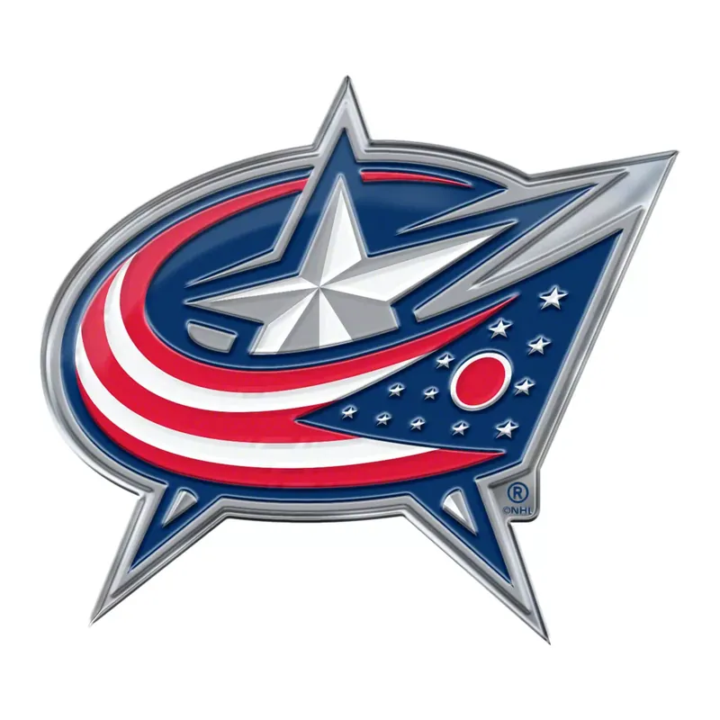 Columbus Blue Jackets Embossed Emblem; Blue and Red Express Delivery