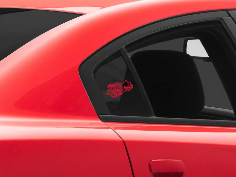 Cheap Mopar Licensed by SEC10 Super Bee Quarter Window Decals; Red