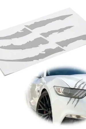 Certified Vinyl Claw Thrash Mark Headlight Decal; Gloss Silver