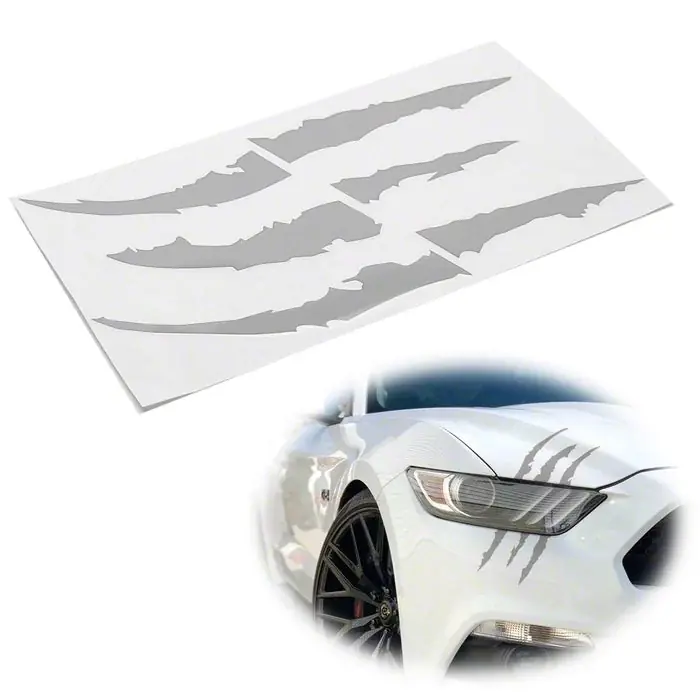 Certified Vinyl Claw Thrash Mark Headlight Decal; Gloss Silver