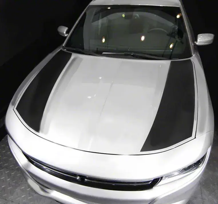 Low Price Hood Side Accent Decals Stripes; Matte Black