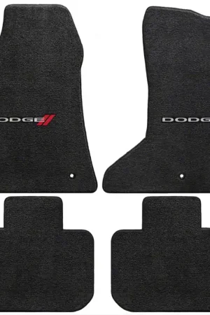Time-Limited Lloyd Ultimat Front and Rear Floor Mats with Dodge Logo; Black