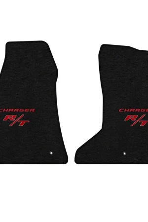 Lloyd Velourtex Front Floor Mats with Red R/T Logo; Black Final Sale