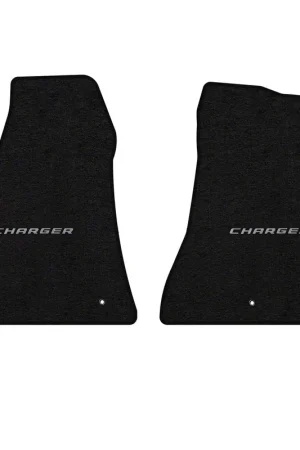Place Order Lloyd Velourtex Front Floor Mats with Silver Charger Logo; Black